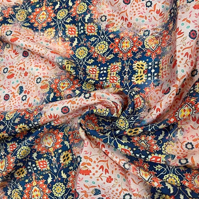 Multi Colour Crepe Printed Fabric