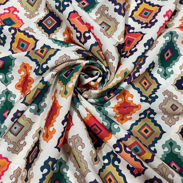 Multi Colour Crepe Printed Fabric