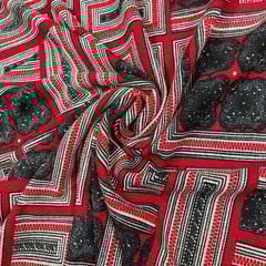 Red Colour Woolen Printed Fabric