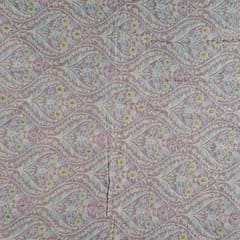 Onion Pink Colour Dola Silk Print with Embroidered Fabric