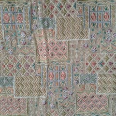 Font Colour Georgette Embroidered Fabric