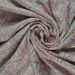 Onion Pink Colour Dola Silk Print with Embroidered Fabric