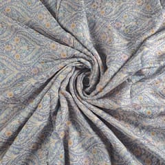 Lavender Colour Dola Silk Print with Embroidered Fabric