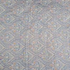 Lavender Colour Dola Silk Print with Embroidered Fabric