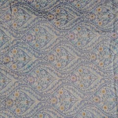 Lavender Colour Dola Silk Print with Embroidered Fabric