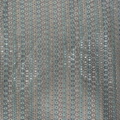 Peach Colour Georgette Embroidered Fabric