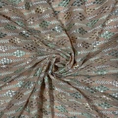 Peach Colour Georgette Embroidered Fabric