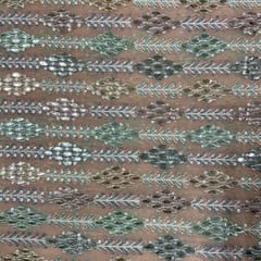 Peach Colour Georgette Embroidered Fabric