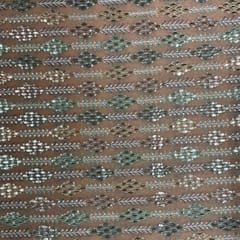 Peach Colour Georgette Embroidered Fabric