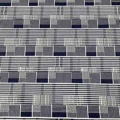 Navy Blue Colour Woolen Printed Fabric