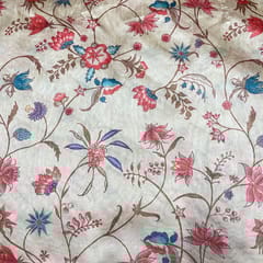 Beige Colour Semi Tussar Printed Fabric