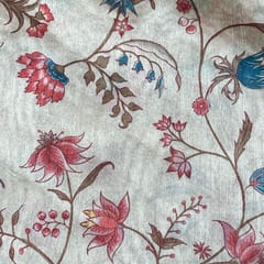 Beige Colour Semi Tussar Printed Fabric