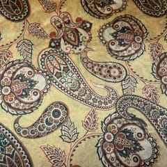 Beige Colour Semi Tussar Printed Fabric