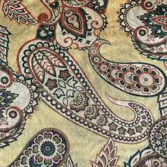 Beige Colour Semi Tussar Printed Fabric
