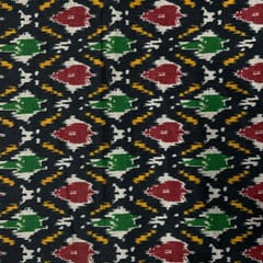 Black Colour Poly Tussar Printed Fabric