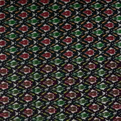 Black Colour Poly Tussar Printed Fabric