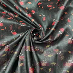 Dark Green Colour Semi Tussar Printed Fabric