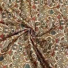 Beige Colour Poly Tussar Printed Fabric