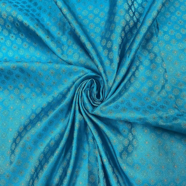 Blue Colour Pure Silk Zari Fabric
