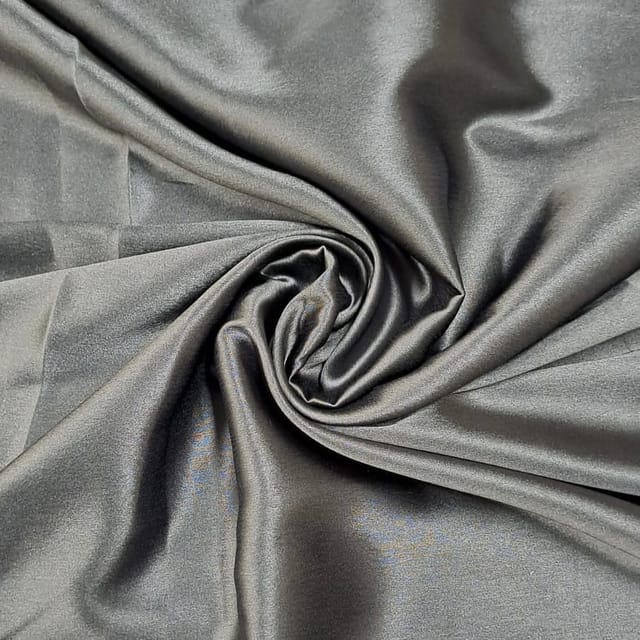 Dark Grey Colour Poly Satin Fabric