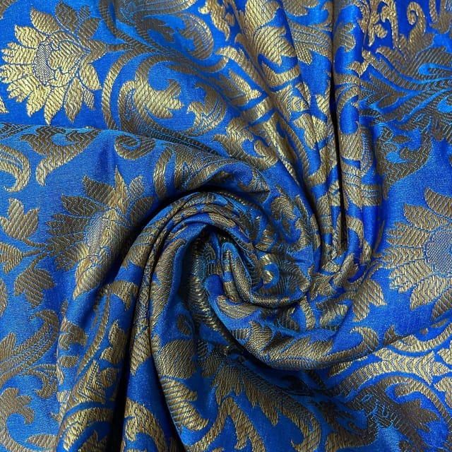 Blue Colour Semi Brocade Fabric