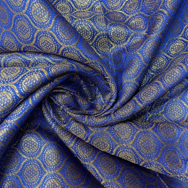 Blue Colour Semi Brocade Fabric