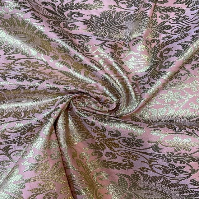 Peach Colour Semi Brocade Fabric