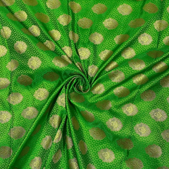 Green Colour Semi Brocade Fabric