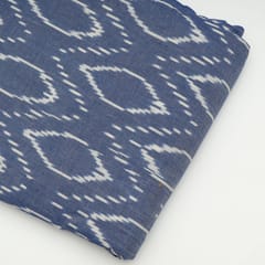 Blue Colour Cotton Ikat Fabric