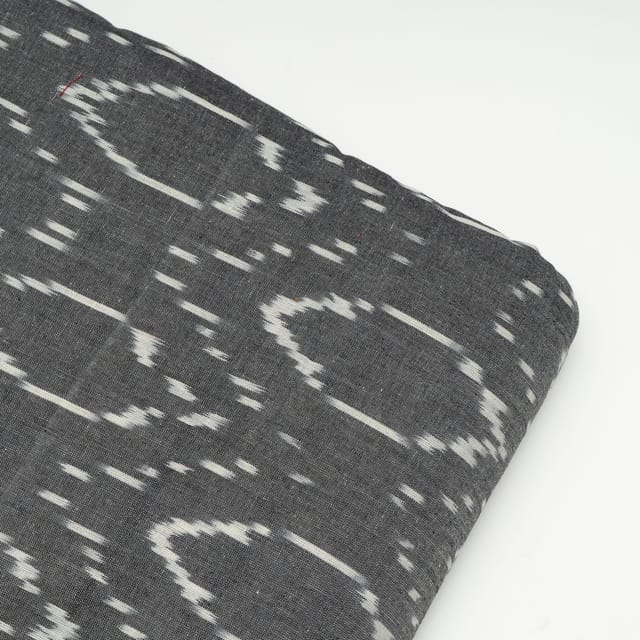 Grey Colour Cotton Ikat Fabric