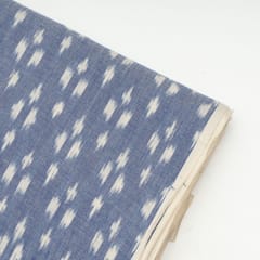 Blue with White Colour Cotton Ikat Fabric