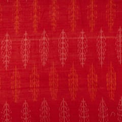 Red Colour Silk Ikat Fabric