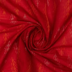 Red Colour Silk Ikat Fabric