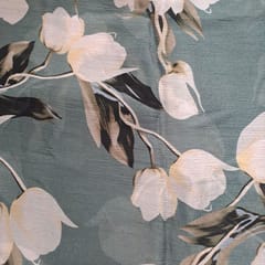Grey Colour Chiffon Printed Fabric