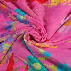 Pink Colour Georgette Printed Fabric