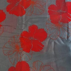 Grey Colour Chiffon Printed Fabric