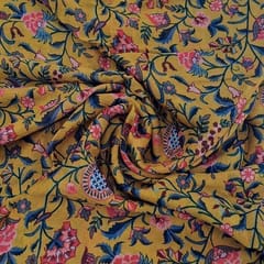 Mustard Colour Chiffon Printed Fabric