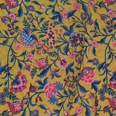 Mustard Colour Chiffon Printed Fabric
