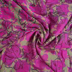 Majenta Colour Chiffon Printed Fabric