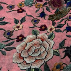 Pink Colour Chinon Chiffon Printed Fabric
