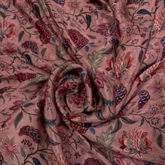 Onion Pink Colour Chinon Chiffon Printed Fabric