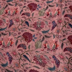 Onion Pink Colour Chinon Chiffon Printed Fabric