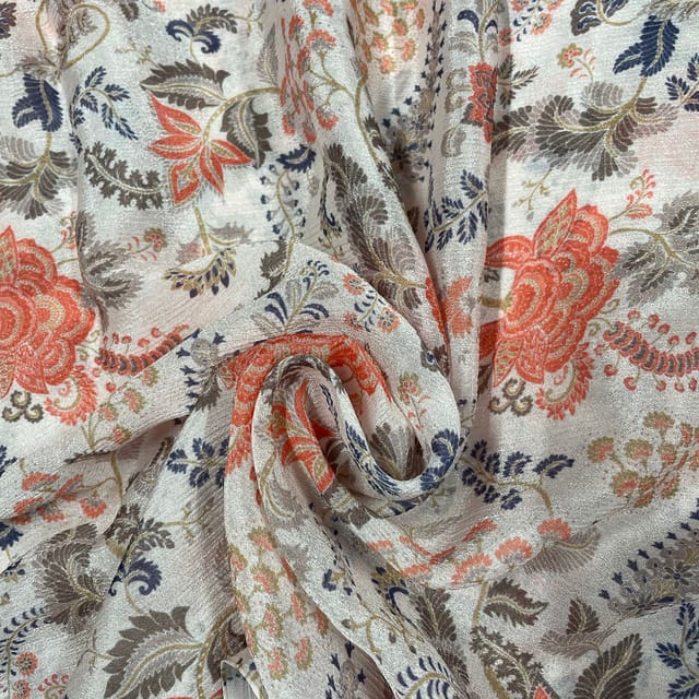 Multi Colour Chinon Chiffon Printed Fabric
