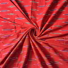 Red Colour Cotton Ikat Fabric