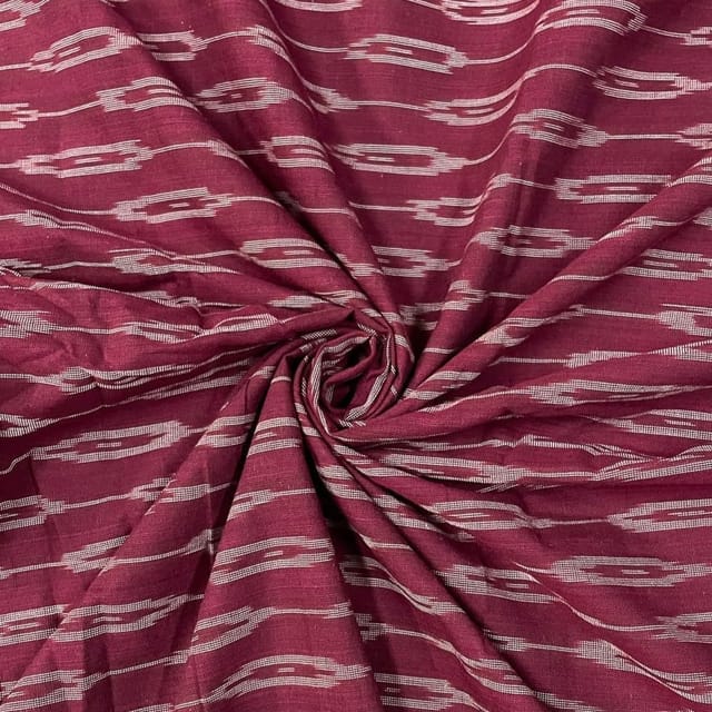 Wine Colour Cotton Ikat Fabric
