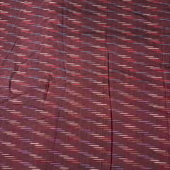 Dark Maroon Colour Cotton Ikat Fabric