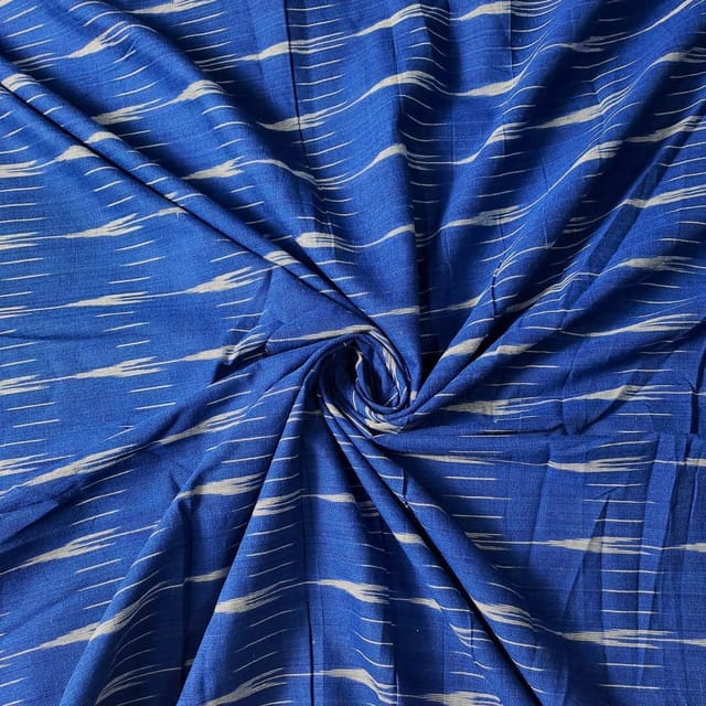 Royal Blue Colour Cotton Ikat Fabric