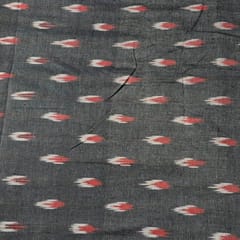 Grey Colour Cotton Ikat Fabric