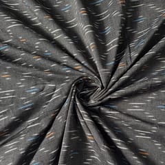 Grey Colour Cotton Ikat Fabric