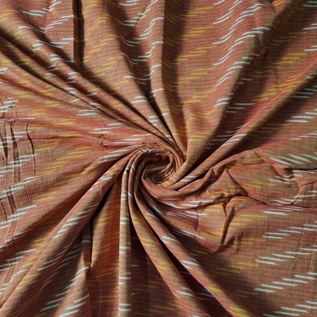 Orange Colour Cotton Ikat Fabric